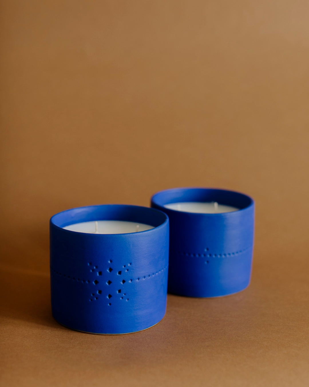 Scented Soy Candle in a Ceramic Cobalt Cover