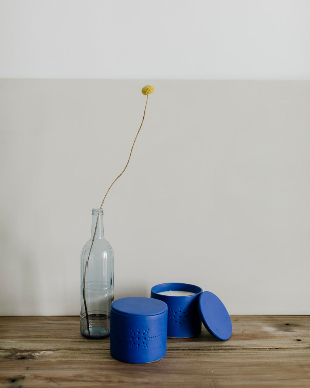 Scented Soy Candle in a Ceramic Cobalt Cover