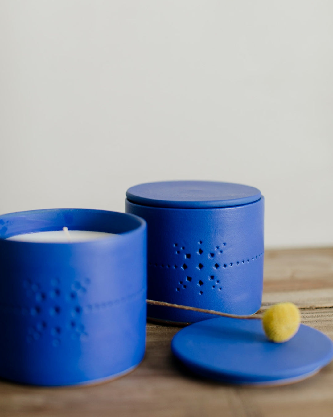 Scented Soy Candle in a Ceramic Cobalt Cover