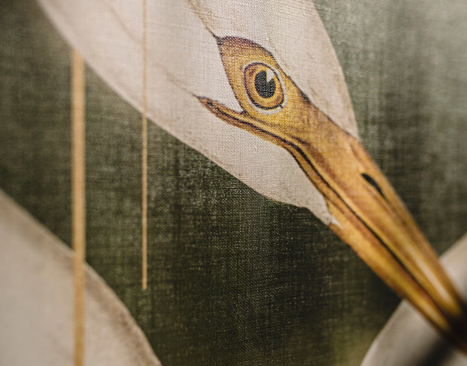 beautiful linen structure wallpaper with bird design