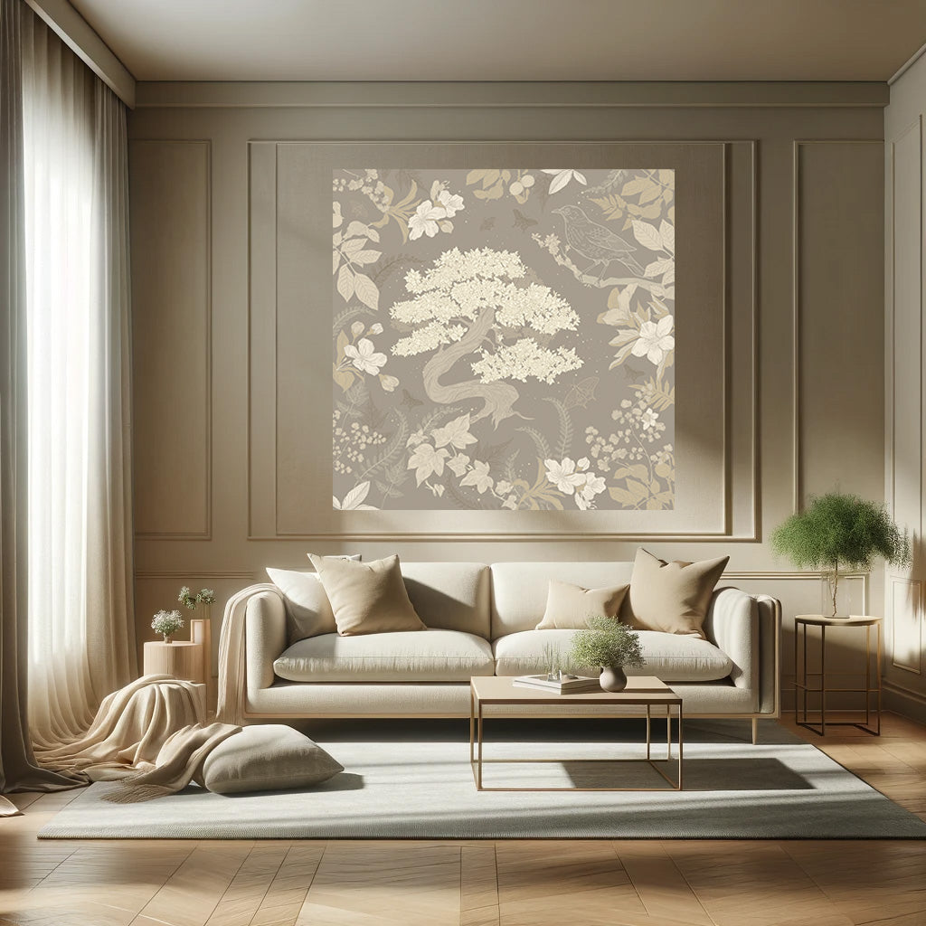 Delicate ecru brown beige wallpaper