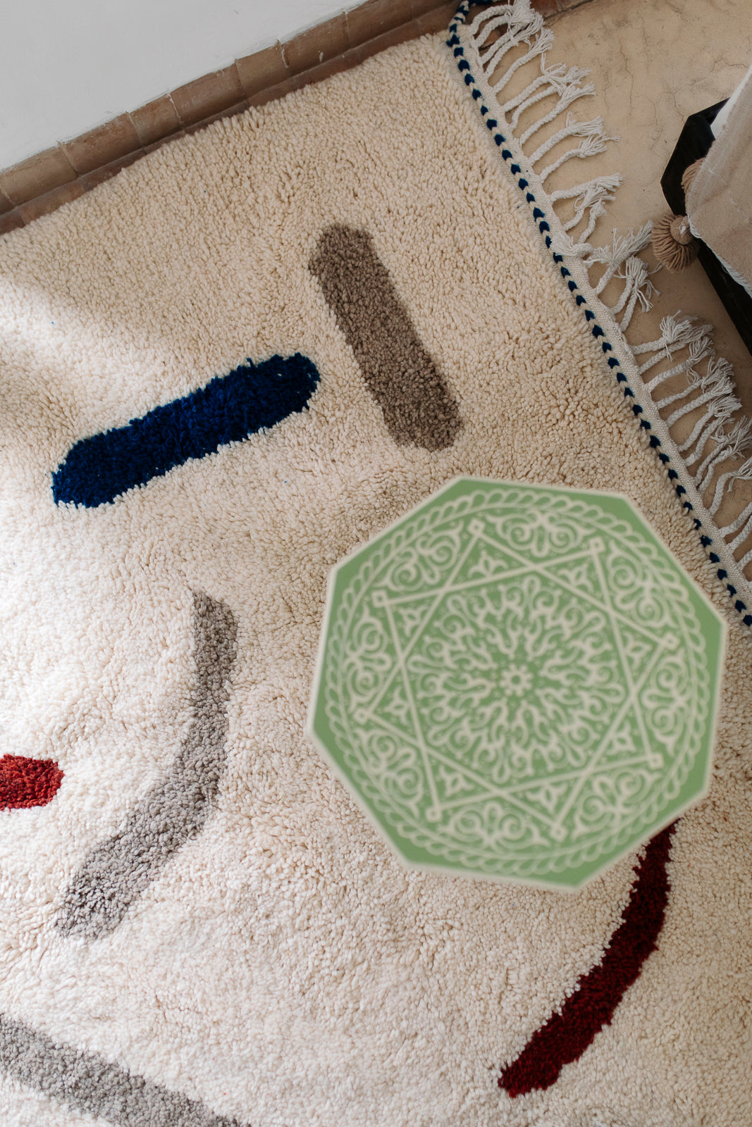 ecru rug with modern geometric design