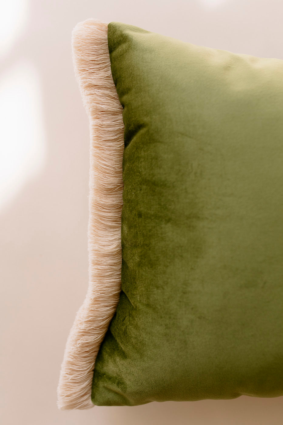 velvet cushion with a fringe