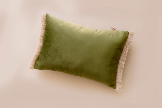 Green velvet pillow