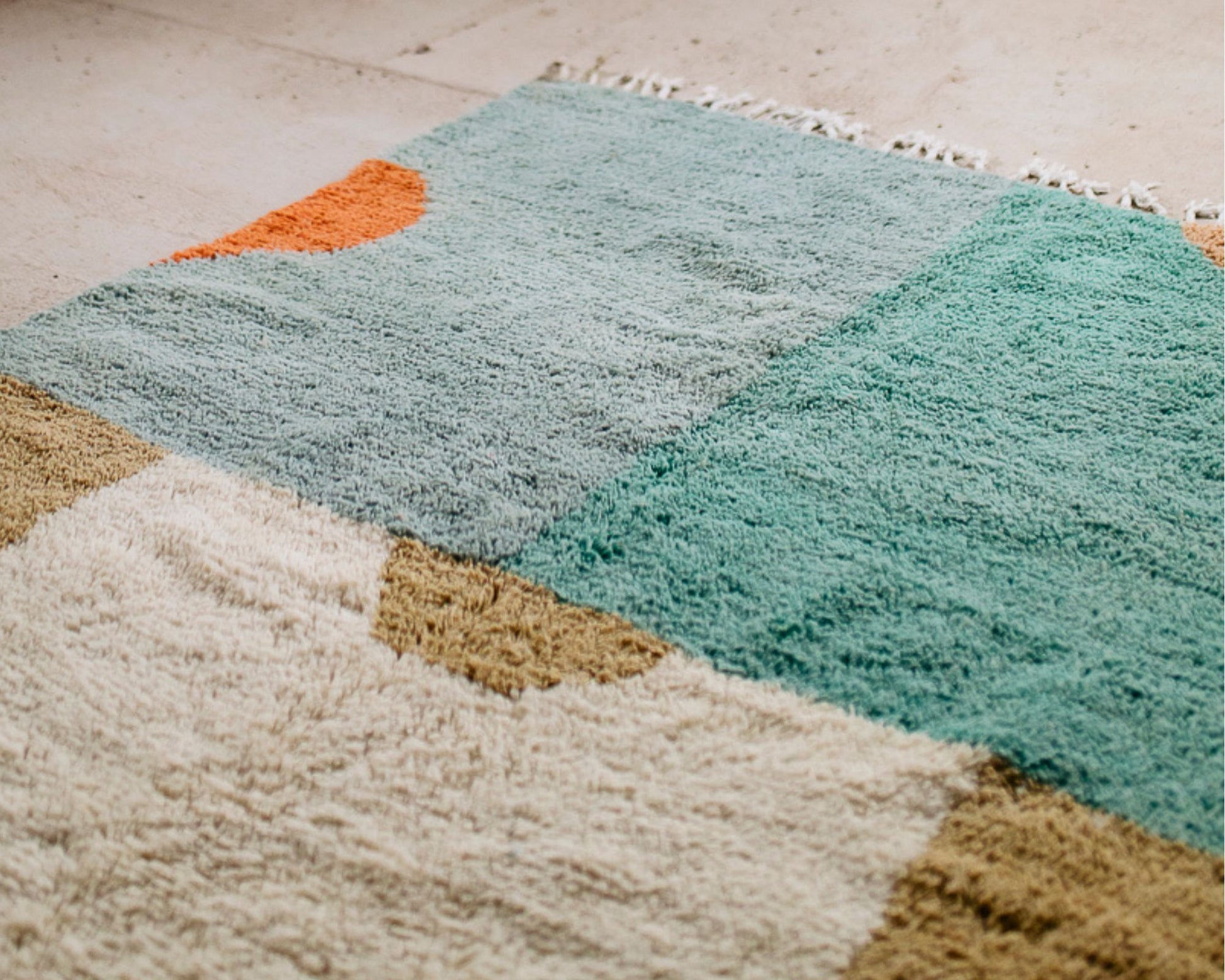moroccan wool rug with geometric beige earthy modern design