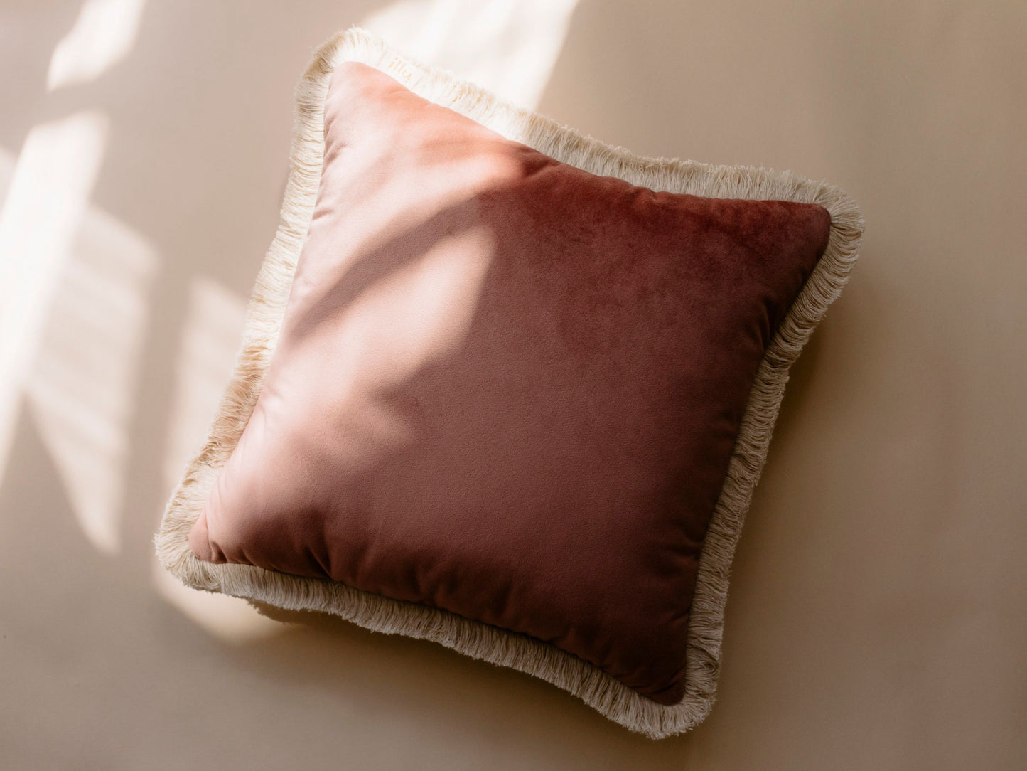 velvet pink boho cushion