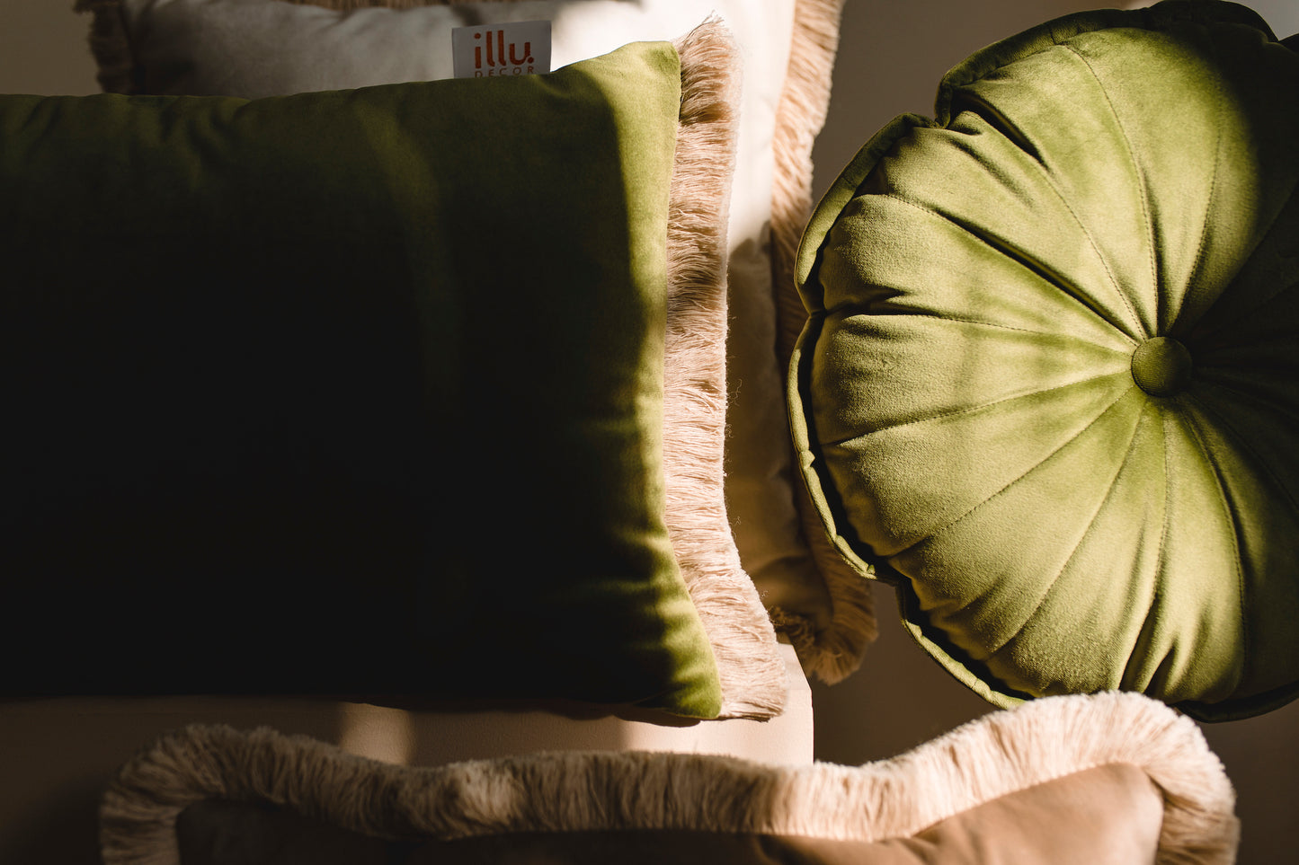 Olive green boho cushion set