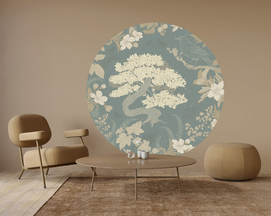"Sage Ambience" Self-adhesive wallpaper, mint aesthetic wall decal.